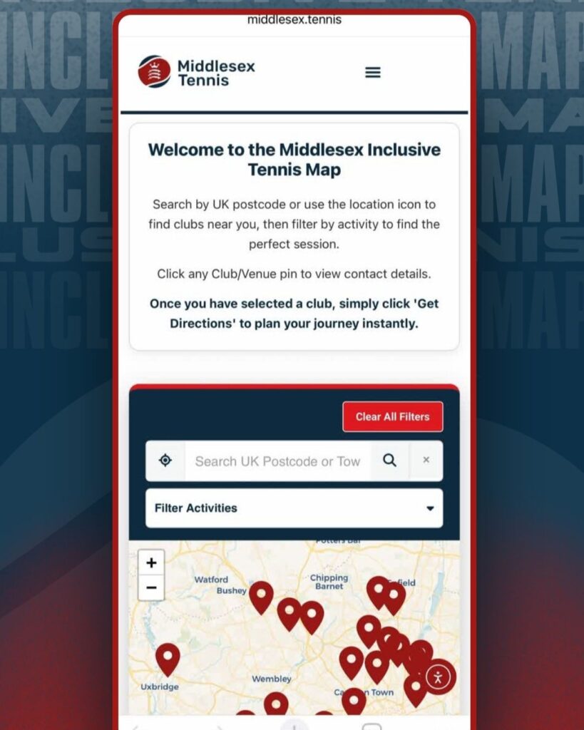 Middlesex Tennis Inclusive Map reel