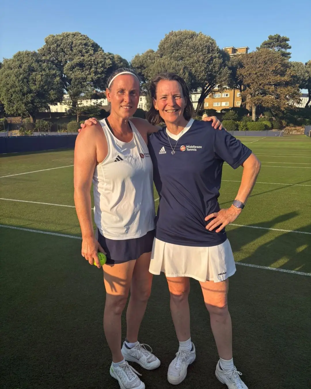 Fran Brewester & Barbara Griffiths before tennis match
